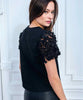 BLACK TEE-SHIRT WITH DETAILS FLORA