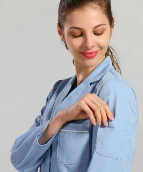 WOMEN LONG SLEEVES LAB COAT BLUE