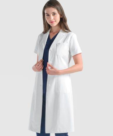 WOMEN SHORT SLEEVES LAB COAT