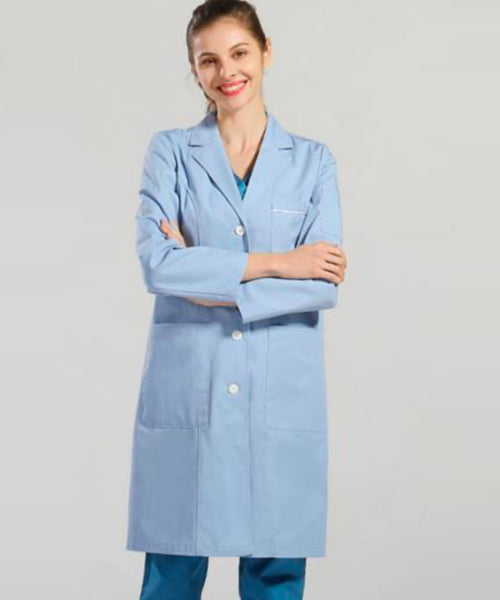 WOMEN LONG SLEEVES LAB COAT BLUE